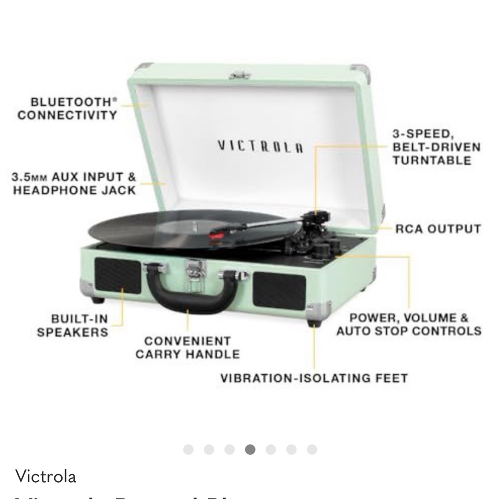 Victrola Turquoise Portable Record Player - Picture 2 of 3